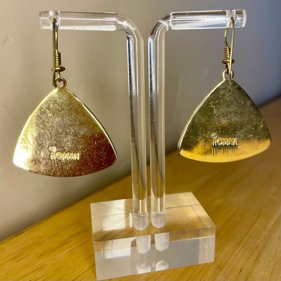 Roman Vintage Pierced Dangle Earrings With Floral Details - Picture 5 of 8